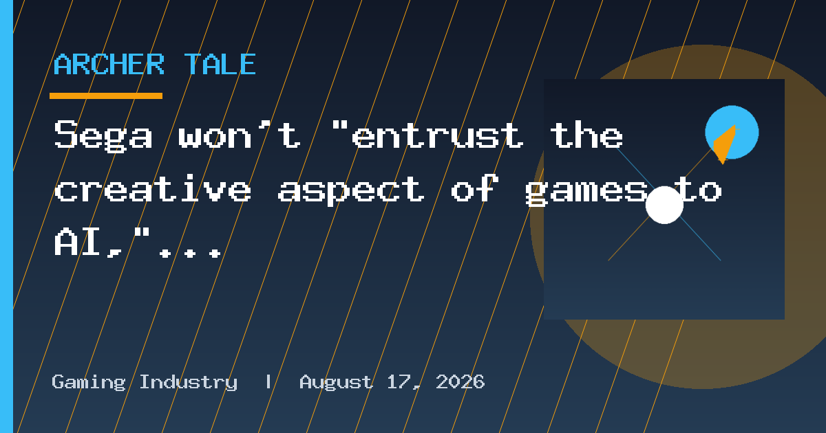 Sega won't "entrust the creative aspect of games to AI," but is using tech